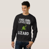 Sweatshirt Cool Lizard Pour Filles Enfants Gecko Green Reptil (Devant entier)