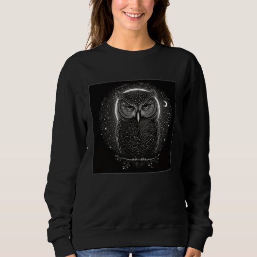 Sweatshirt Cool Mandala Owl Illustration Unique Big Eyes Wome (Devant)