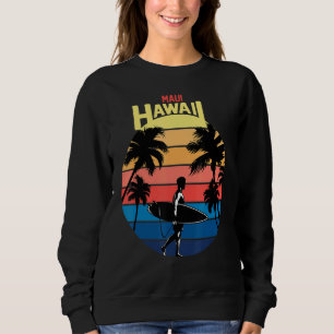 Sweatshirt Cool Maui Hawaii Coucher De Soleil Rétro Avec Palm
