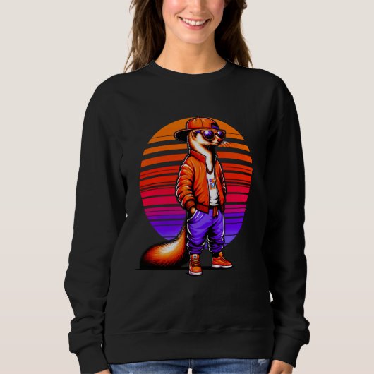 Sweatshirt Cool mongole moderne style urbain Sunset Art rétro (Devant)