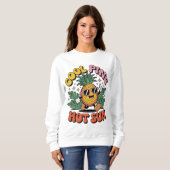Sweatshirt Cool Pine Hot Sun Retro Pineapple Summer Vibes (Devant entier)