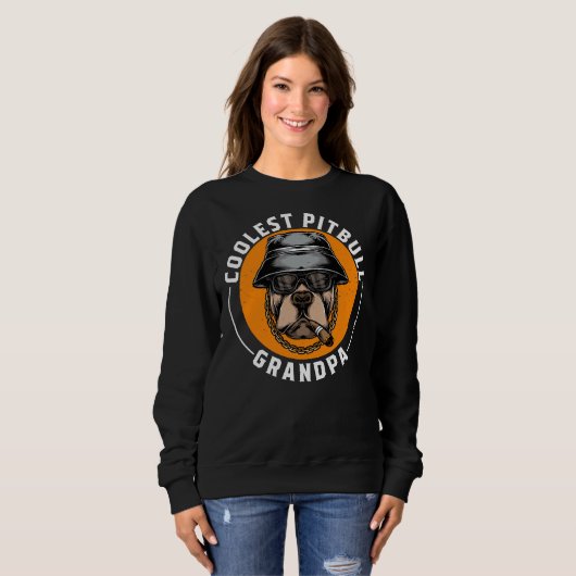 Sweatshirt Cool Pitbull Grand-père (Devant entier)