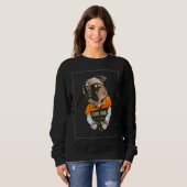 Sweatshirt Cool Pug Pug with Glasses and Handcuffs (Devant entier)