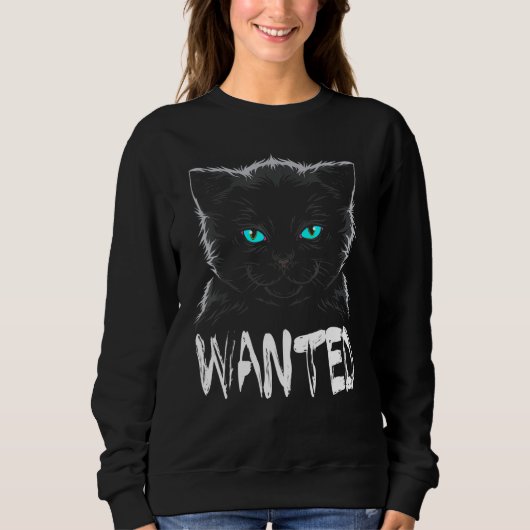 Sweatshirt Cool Recherché de chat noir (Devant)