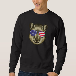 Sweatshirt Cool Rock Hyrax Porter Usa Drapeau Lunettes de sol