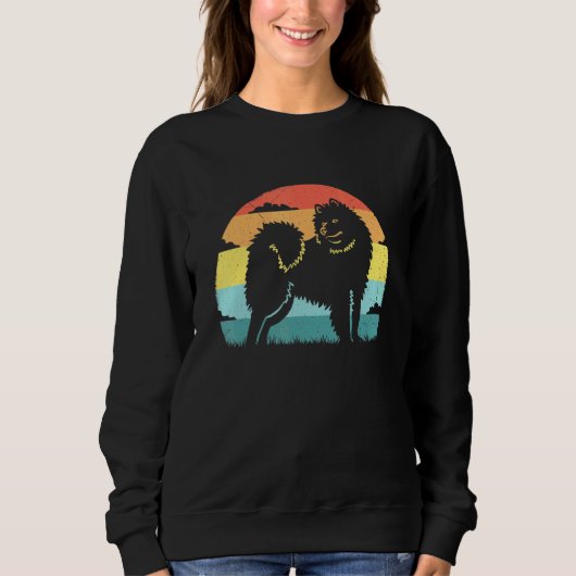 Sweatshirt Cool Samoyed Design Rétro Vintage Sunset Samoyed (Devant)