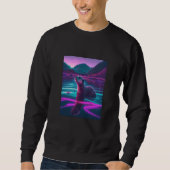 Sweatshirt Cool Sea Otter Synthwave Wandering Otter  2 (Devant)