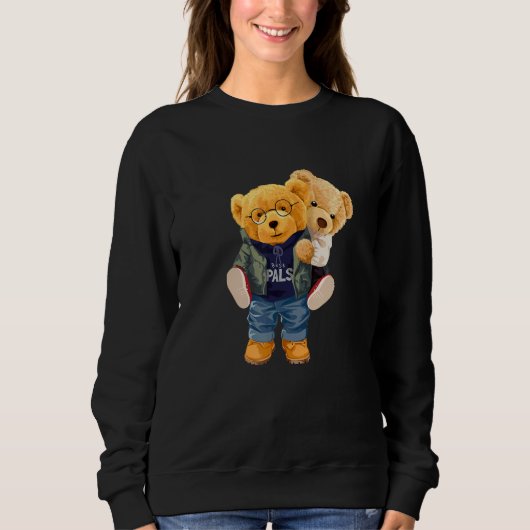 Sweatshirt Cool Teddy Bear Boys Best Friends Style Illustrati (Devant)