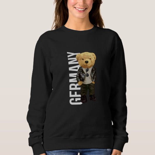Sweatshirt Cool Teddy Bear in German Style Illustration Graph (Devant)