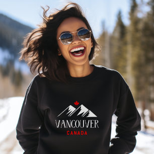 Sweatshirt Cool Vancouver Canada Mountains Maple Leaf Dark