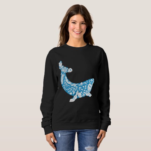 Sweatshirt Cool Whale Made Of Nature Elements Ocean (Devant entier)