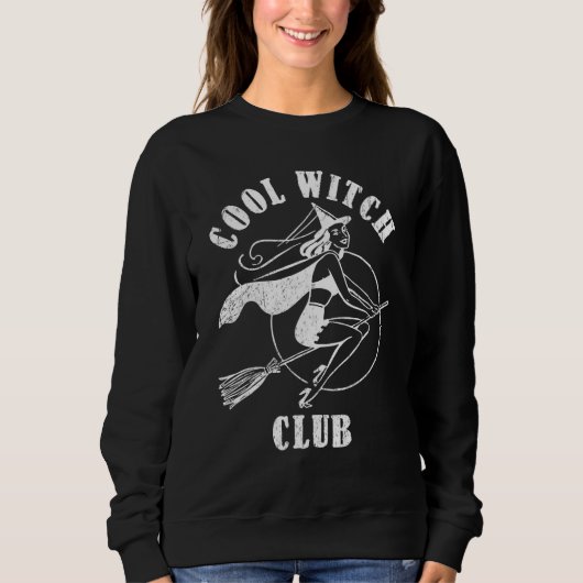 Sweatshirt Cool Witch Club Halloween Retro Witch sorceress (Devant)