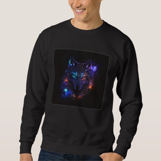 Sweatshirt Cool Wolf Illustration Realistic Unique Wild Anima (Devant)