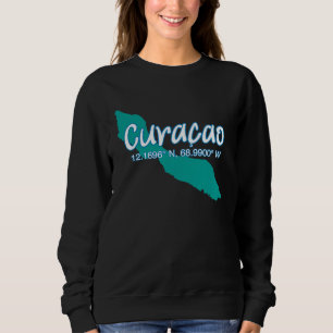 Sweatshirt Coordonnées de l'île de Curaçao Tourisme Vacances
