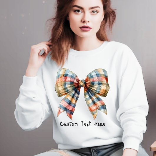 Sweatshirt Coquette Aesthétique Plaid Bow Nom personnalisé