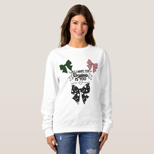 Sweatshirt Coquette All I Want For Christmas Patterned Bow De (Devant entier)
