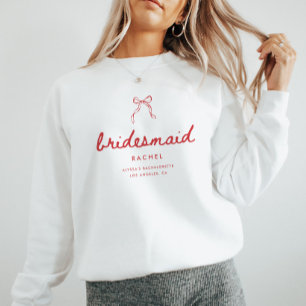 Sweatshirt Coquette Arc Script Nom Demoiselle d'Honneur Enter