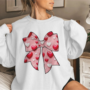 Sweatshirt Coquette Bow Coeur Rouge Motif Saint Valentin