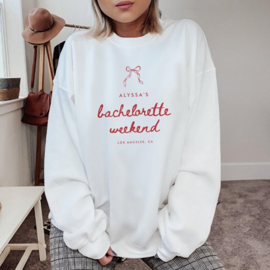 Sweatshirt Coquette Bow Script Custom Bachelorette Weekend