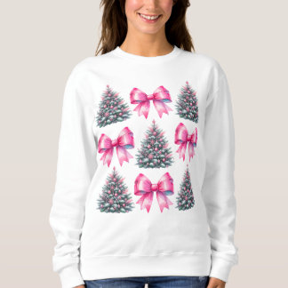 Sweatshirt Coquette de Noël rose Arbre de Noël