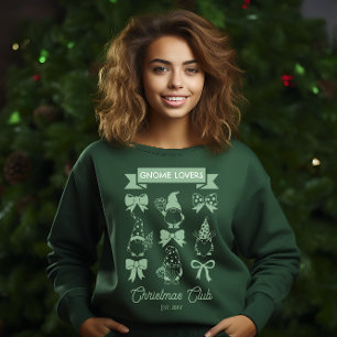 Sweatshirt Coquette Gnome Amateurs de Noël Club - Sage BLAN
