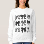 Sweatshirt Coquette Halloween noir et blanc Bow Graphisme (Devant)
