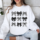 Sweatshirt Coquette Halloween noir et blanc Bow Graphisme