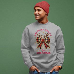 Sweatshirt Coquette Noël Plaid Reinder Ready Bow