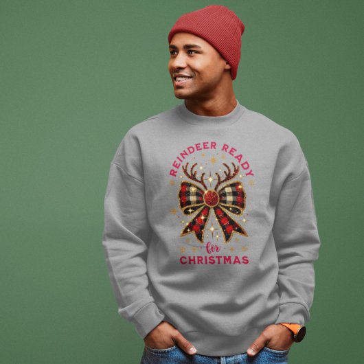 Sweatshirt Coquette Noël Plaid Reinder Ready Bow