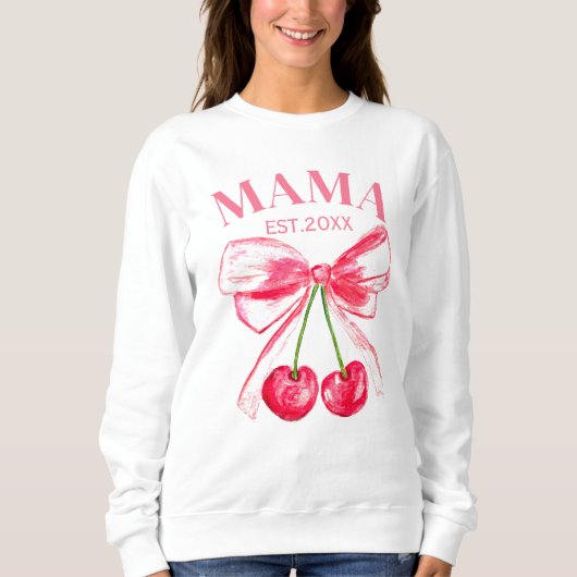 Sweatshirt Coquette Pink Bow Cerises Mignonne Maman Esthétiqu (Devant)