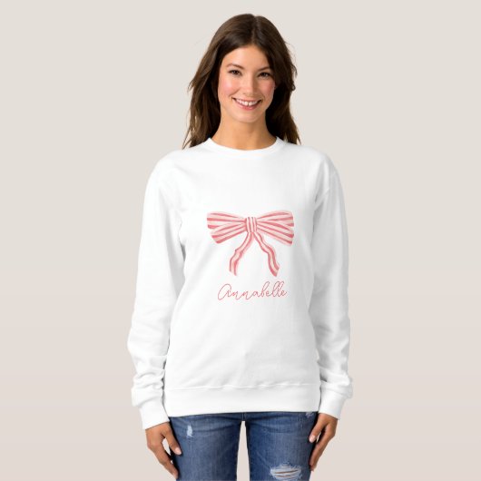 Sweatshirt Coquette rose Aesthétique Bow Girl rougit (Devant entier)