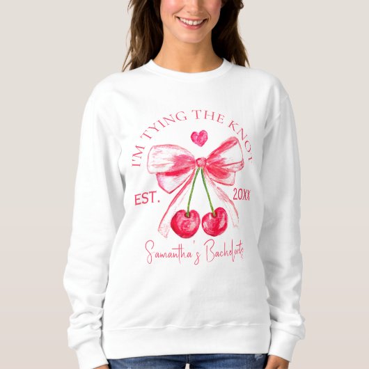 Sweatshirt Coquette Rose Ruban Cerise Fête de Bachelorette  (Devant)