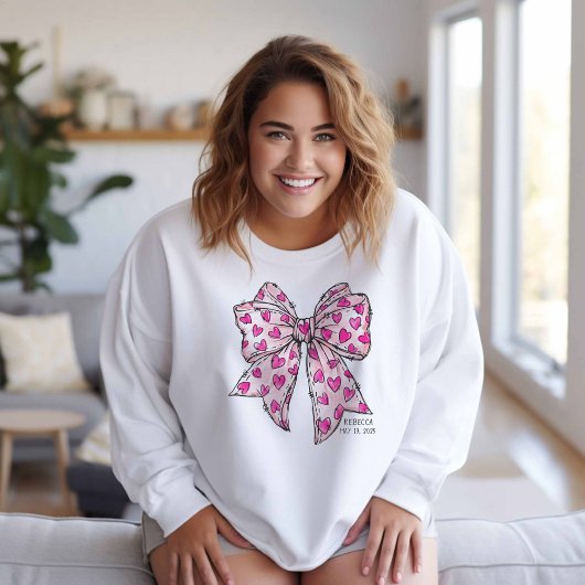 Sweatshirt Coquette Whimsical Coeur Bow Hot Rose