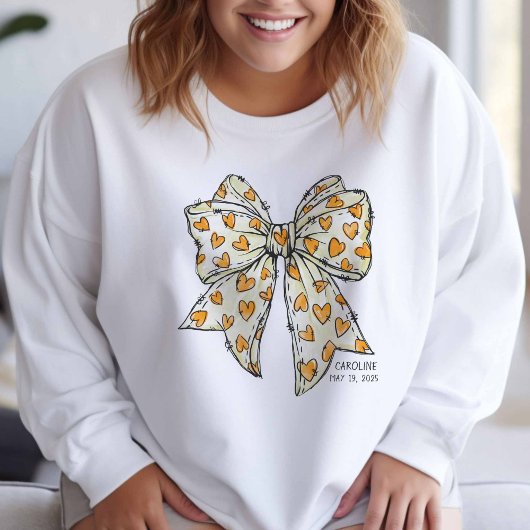Sweatshirt Coquette Whimsical Coeur Bow jaune