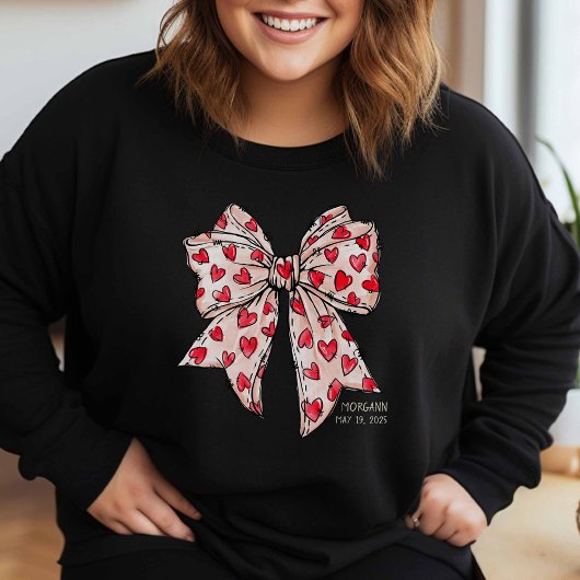 Sweatshirt Coquette Whimsical Coeur Bow Rouge et Blanc