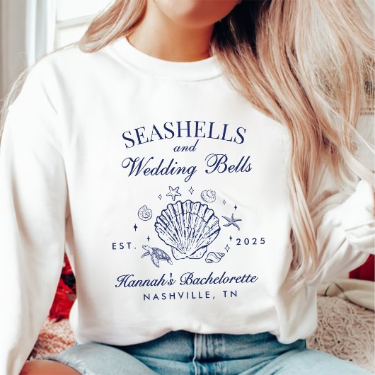 Sweatshirt Coquillages roses rétro et cloches Mariages Bachel