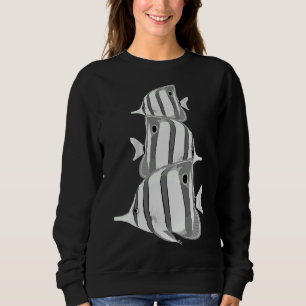 Sweatshirt Corail Tropical Noir Et Blanc Papillon Marine Wi-F