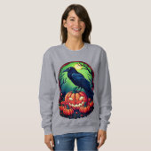 Sweatshirt Corbeau d'Halloween dans un Patch Citrouille (Devant entier)