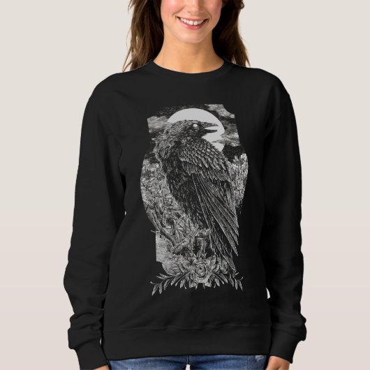 Sweatshirt Corbeau Mystique Sombre (Devant)