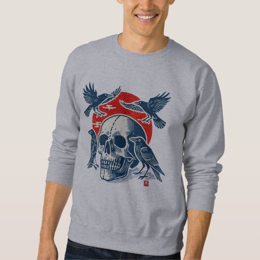 Sweatshirt Corbeaux et Crâne (Devant)