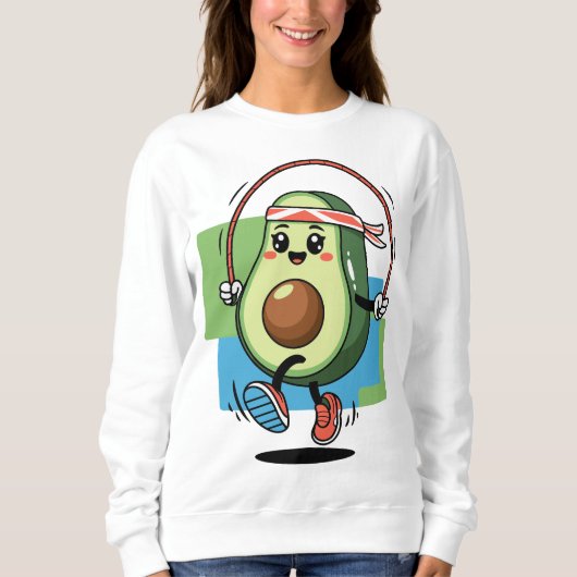 Sweatshirt Corde de vidage mignonne Avocado - Fitness Kawaii (Devant)