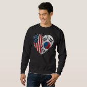 Sweatshirt Corée du Sud Coeur du drapeau américain coréen Éta (Devant entier)