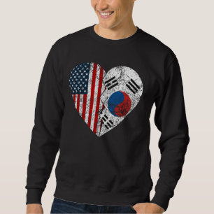 Sweatshirt Corée du Sud Coeur du drapeau américain coréen Éta