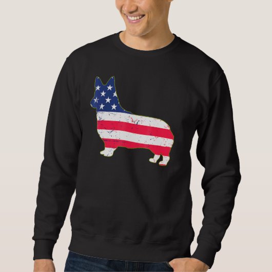 Sweatshirt Corgi 4 juillet Chien Hommes Drapeau américain (Devant)