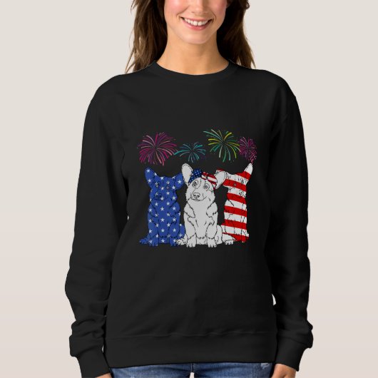 Sweatshirt Corgi 4 juillet Corgi Drapeau Américain A (Devant)