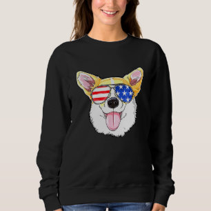 Sweatshirt Corgi 4 juillet Lunettes de soleil américaines Chi
