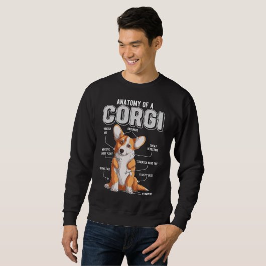 Sweatshirt Corgi Anatomie Funny Chien (Devant entier)