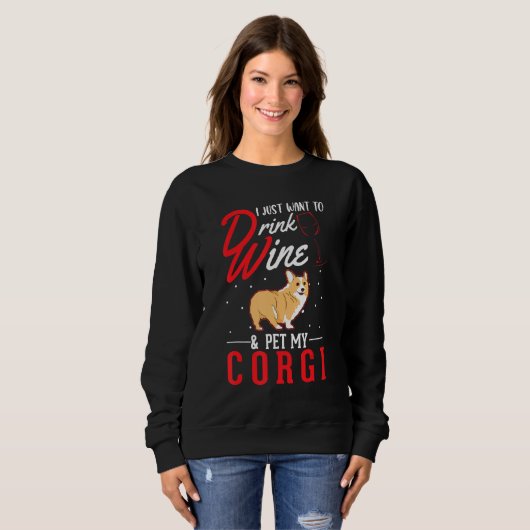 Sweatshirt Corgi And Wine (Devant entier)