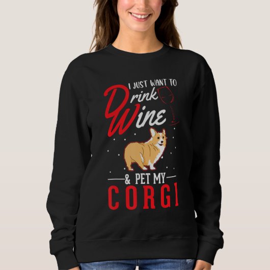 Sweatshirt Corgi And Wine (Devant)