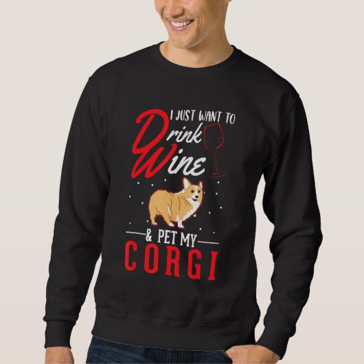 Sweatshirt Corgi And Wine (Devant)